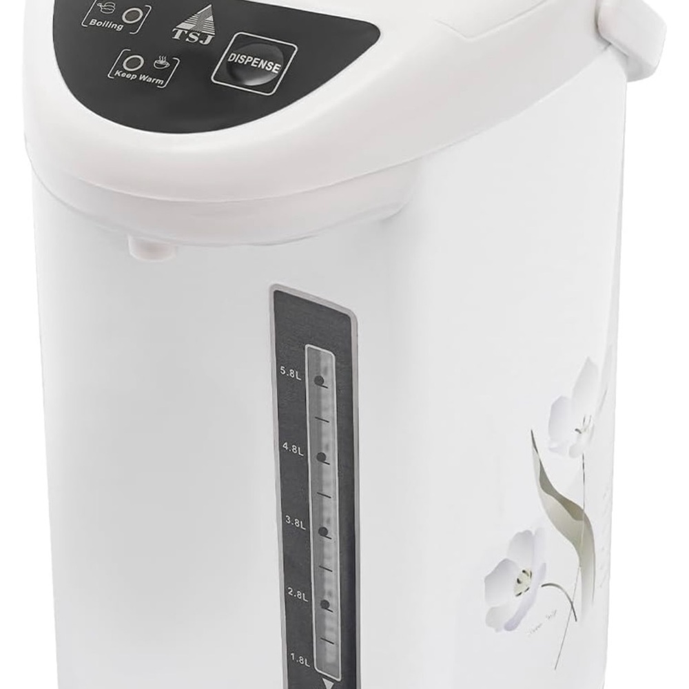 White Electric Water Boiler with Floral Design